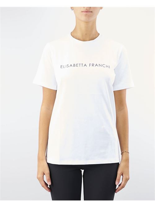 T-shirt in jersey con strass logo Elisabetta Franchi ELISABETTA FRANCHI | T-shirt | MA00346E2270